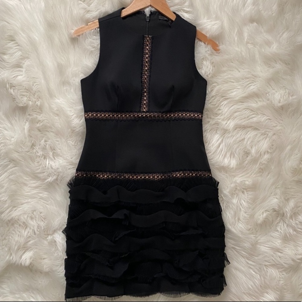 BCBGMaxAzria Black Ruffle Cocktail Dress